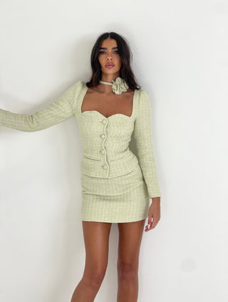 Caramella PETRA Pocket Detail Tailored Mini Skirt In Pistachio