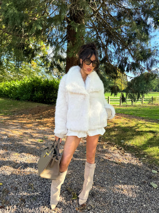 BAMBI Short Faux Fur Long Sleeved Jacket In Frost