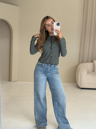 WREN High Waisted Light Blue Wide Leg Jeans In Denim