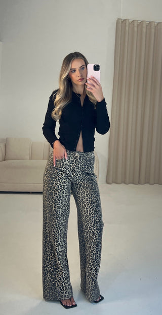 LEO Wide Leg Jeans in Leopard Print