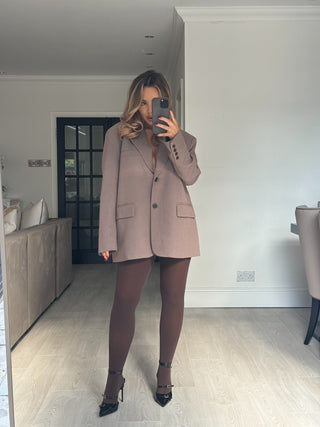 CELINE Long Sleeved Oversized Crossover Back Blazer In Mocha