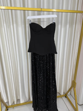 BELLE Bandeau Sequin Dress in Black