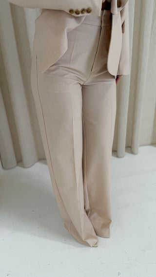 ASHER Tailored Straight Leg Trousers In Nude