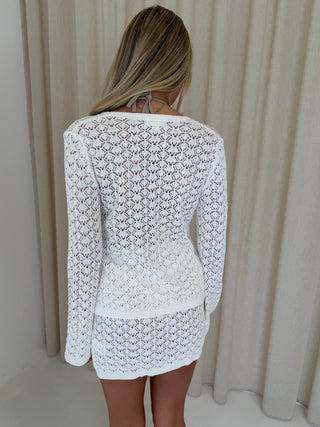 LIORA Knitted Cardigan and Skirt Co-Ord in Sand