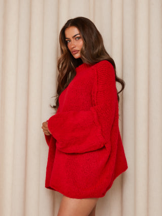 PRE ORDER SHIPS 6/12 HUNTER Oversized Knitted Jumper In Red