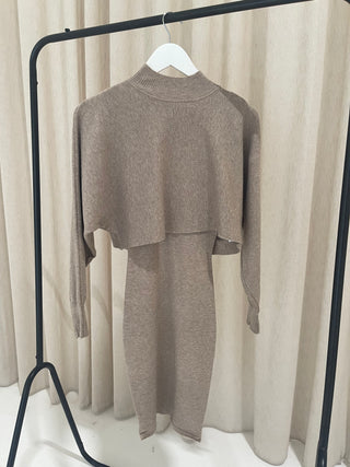AMARA Knitted Jumper and Dress Co-Ord in Oatmeal