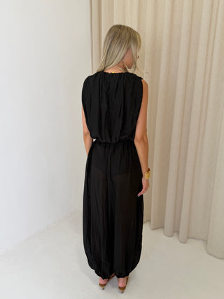 MARA Balloon Hem Sleeveless Top & Trouser Co-Ord In Black