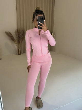 LOLA Active Zip Up Jacket and Leggings Co Ord in Pink
