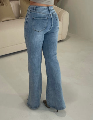 BLAKE High Waisted Wide Leg Jeans In Blue