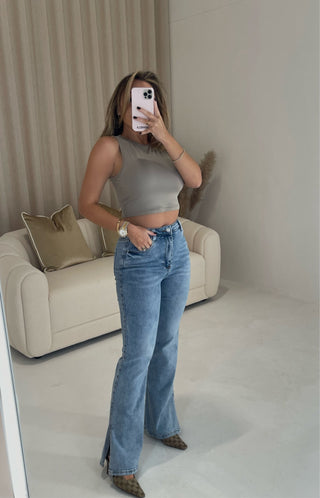 BLAKE High Waisted Wide Leg Jeans In Blue